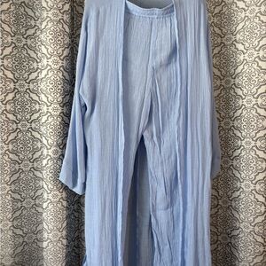 SHEIN Light Blue Wide Leg Pants and Matching Duster Set